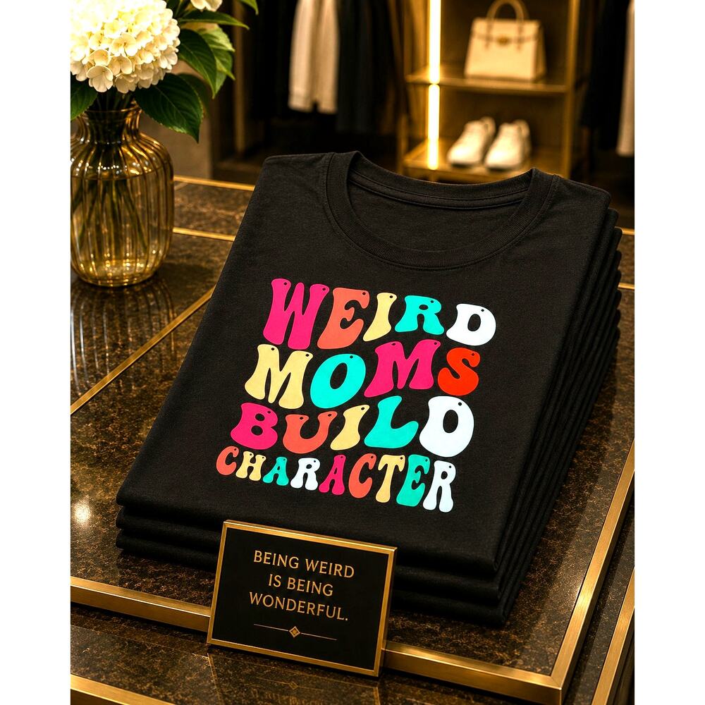 Weird Moms Build Character T-Shirt Black Size 10
